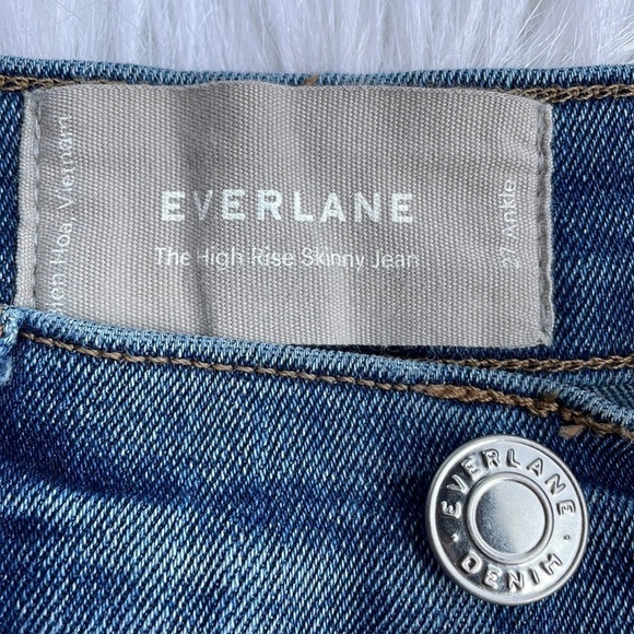 Everlane Jeans Pants Blue Ankle Skinny Denim High Rise Distressed Raw Hem Sz 27 - Picture 6 of 8